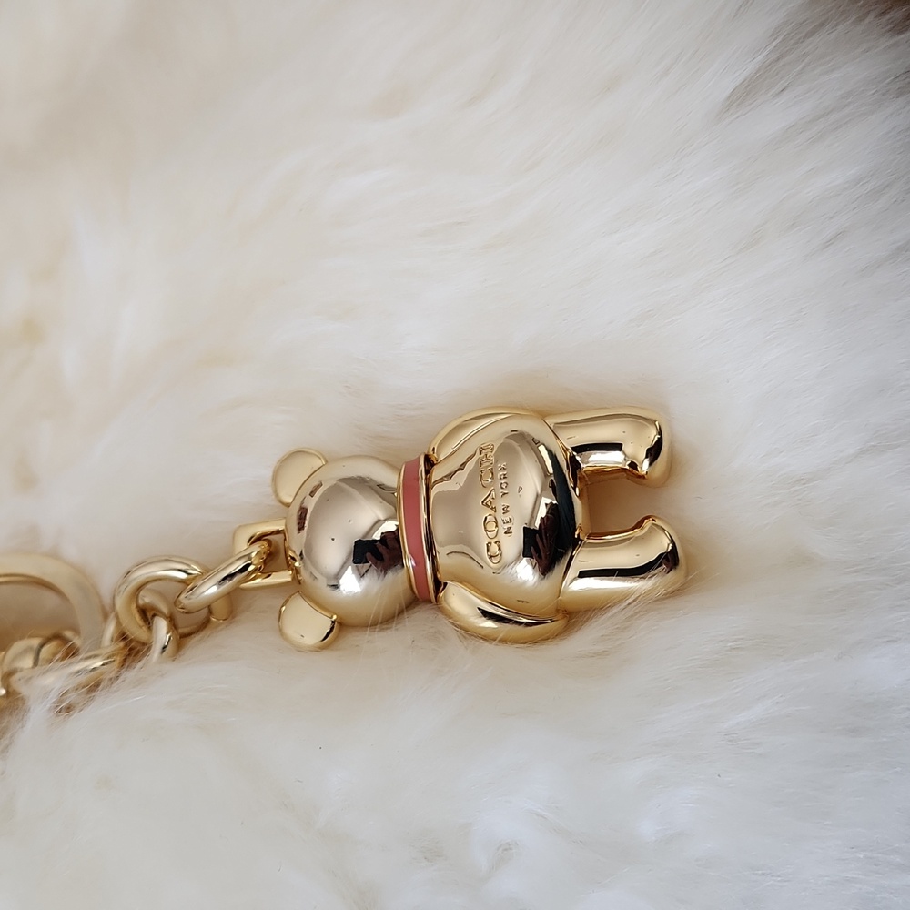 NWT IOB Coach Gold Teddy Bear Key Ring Or Bag Charm 💛🧸🎁 - Picture 10 of 13